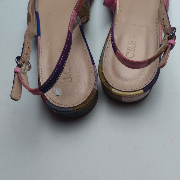J. Crew Slingback flat shoes plaid fabric multicolor size 7.5 - Picture 6 of 9
